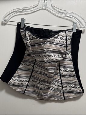 White House Black Market Black and Ivory Strapless Bustier/Corset Top